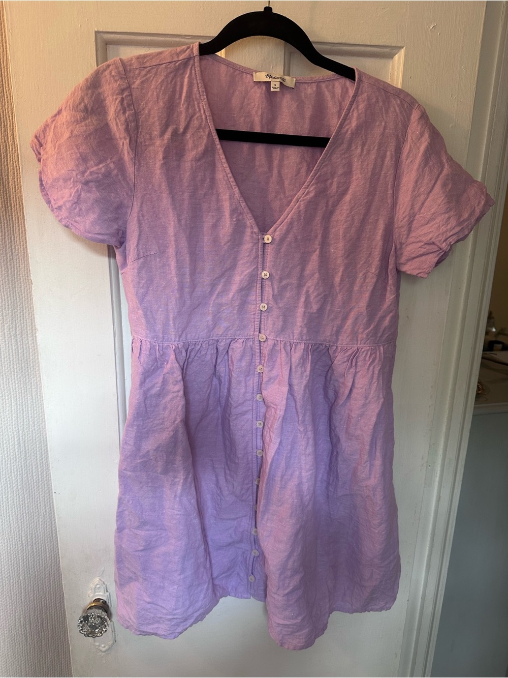 Madewell Lavender V-Neck Button Front Dress